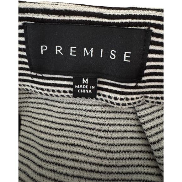 Premise Black White Striped Pencil Skirt Women's Size M Cotton Blend Workwear - Picture 11 of 12